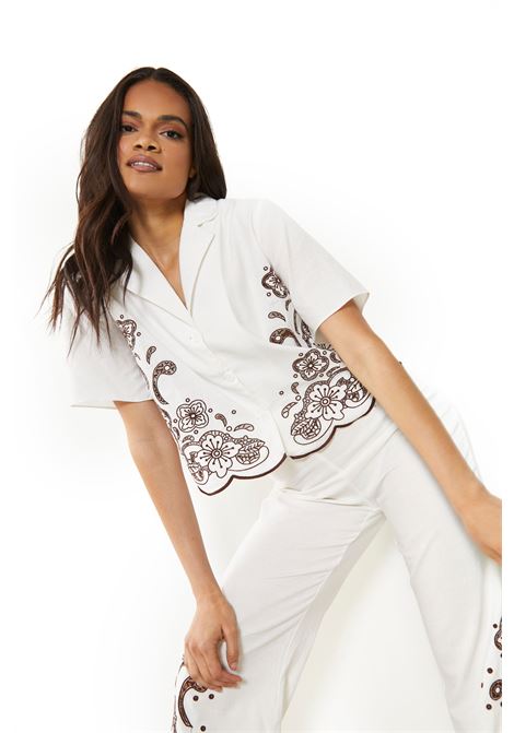 LADIES TOP-OFF WHITE BROWN GLAMOROUS | Top | AN4184OFF WHITE BROWN